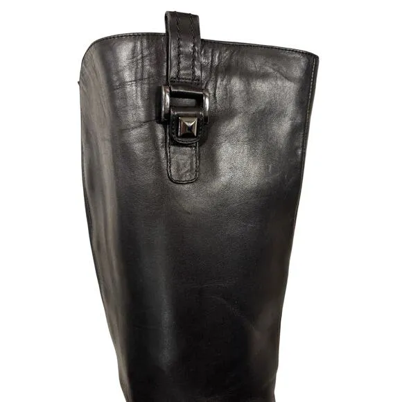 Blondo Women’s Tall Leather Riding Boots Black Size 7.5M Aqua Protect Zipper EUC