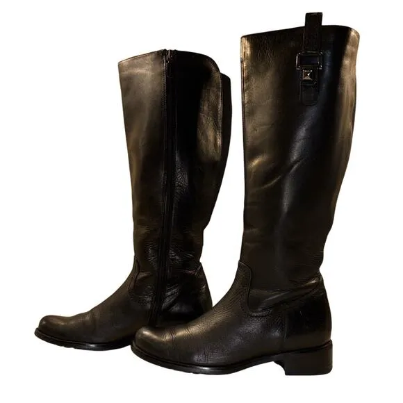 Blondo Women’s Tall Leather Riding Boots Black Size 7.5M Aqua Protect Zipper EUC
