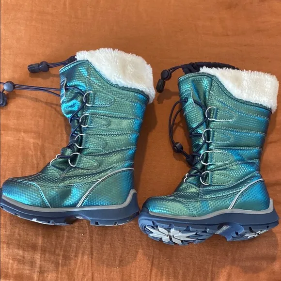 Blue and White Winter Boots