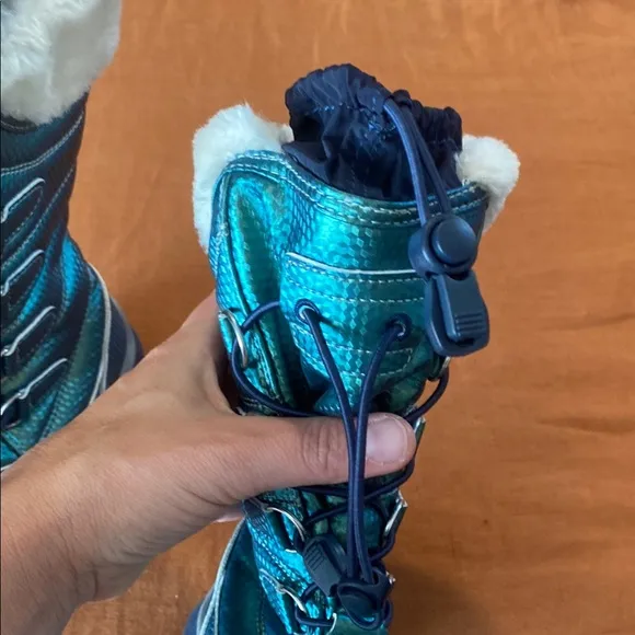 Blue and White Winter Boots