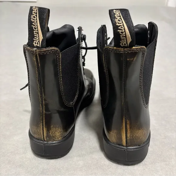 Blundstone‎ Boots Women's 6.5 Lace Up Gore 2218 Black Gold Shimmer Leather NWOT