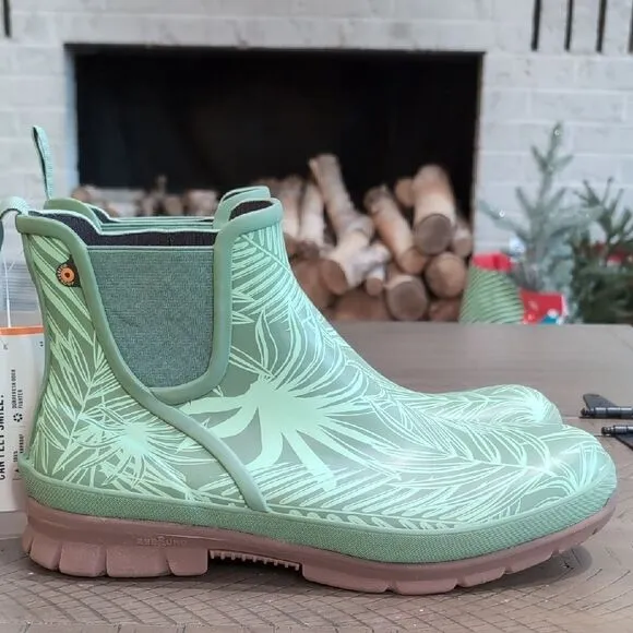 Bogs Amelia Chelsea Style Green Winter &amp; Rain Ankle Boots Sz 11 NWT