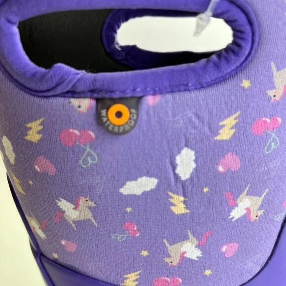 BOGS Boots Grasp Pegasus Youth Sz 5 Classic Waterproof Rain Boot Purple Unicorn