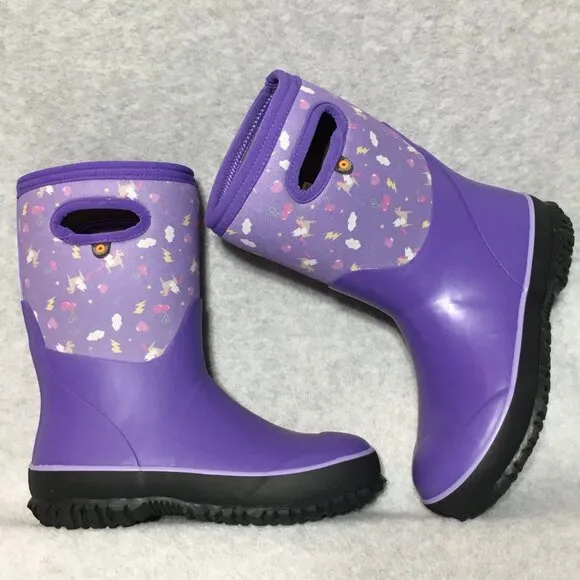Bogs Boots Kids Sz 3 Grasp Pegasus Purple Waterproof Winter Snow Rated -22°F