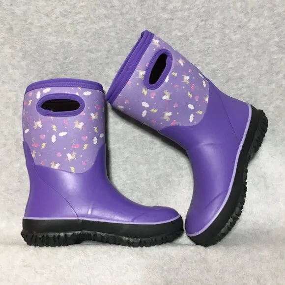 Bogs Boots Kids Sz 3 Grasp Pegasus Purple Waterproof Winter Snow Rated -22°F