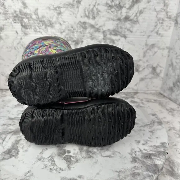 Bogs Girls Pull On Snow Boots Size 11 Gray Marble Waterproof Insulated Winter