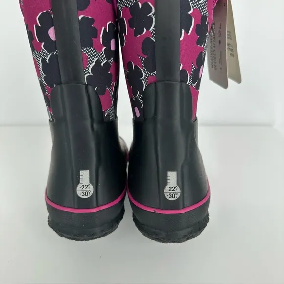 Bogs Grasp Pink Floral Girls Kids Size 6 Rain Snow Winter Boots -30 Degrees NWT