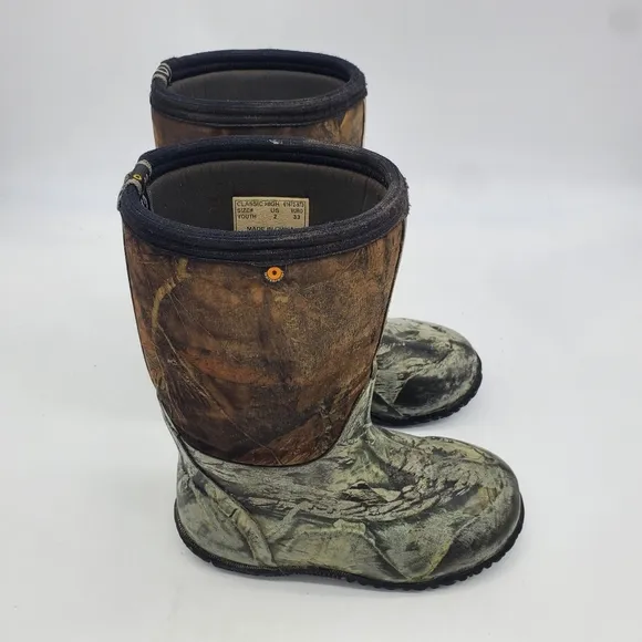 Bogs Shoes Youth 2 Boots 30 Below Mossy Oak Camo High Waterproof Camouflauge