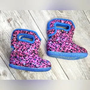 BOGS Toddler Girls Pink/Multicolor Textured Winter Rain Boots