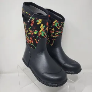 Bogs Waterproof Boots York Camo Dino Kids 4 Black Rain Shoes Eco Footbed