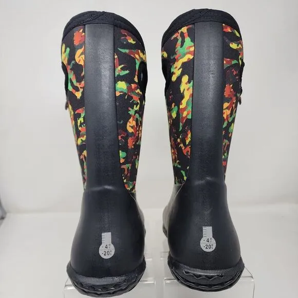 Bogs Waterproof Boots York Camo Dino Kids 4 Black Rain Shoes Eco Footbed