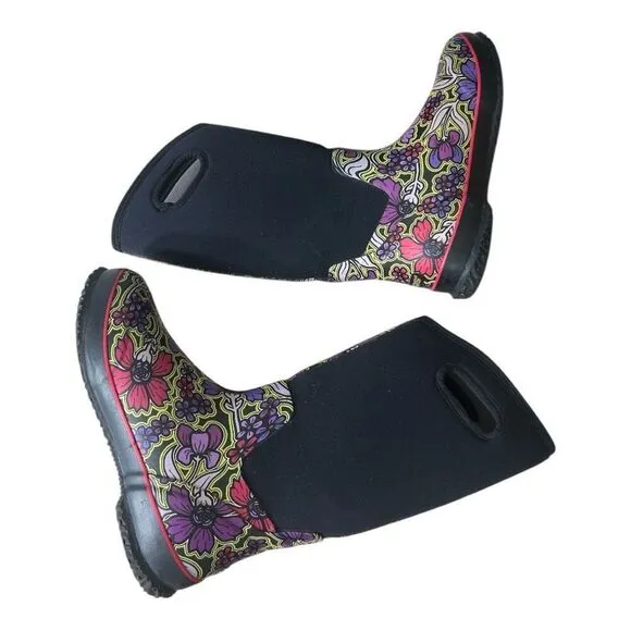 BOGS Classic HimayFlowers Black Waterproof Tall Boots Insulated Women Size 11