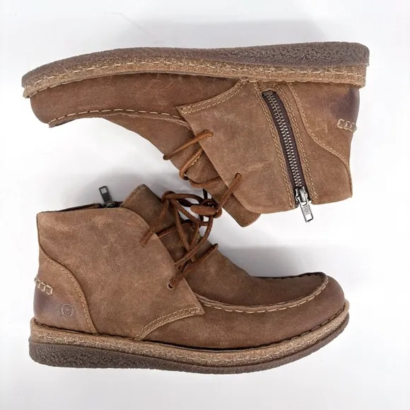 BORN | Analia Moc Toe Chukka Ankle Boot in Tan Leather | Sz 10