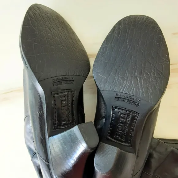 BORN Black Leather Tall Heeled Victorian Granny Core Style Boots Sz 7 W3424 H7