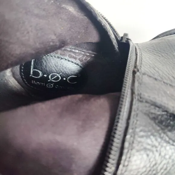 Born Boc Boots 7M Knee High Tall Riding Black Leather Harness Straps Buckles
