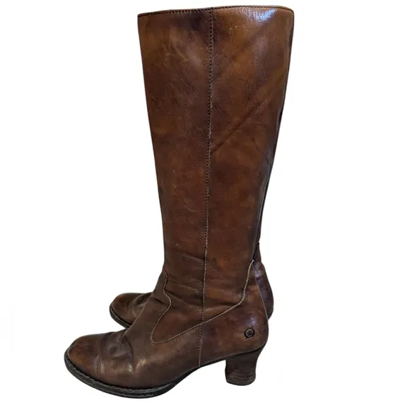 Born Boots Knee High Brown Leather Heeled size 9 Steampunk Victorian