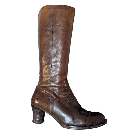 Born Boots Knee High Brown Leather Heeled size 9 Steampunk Victorian
