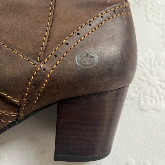 BORN Brown Leather Studs Western Boho Tall Boots Size 38/7