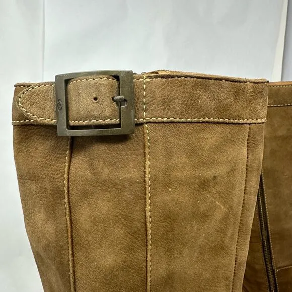 Born Concepts Tall Brown Leather Suede Midcalf Boots Womens SZ 8 Comfort Shoes