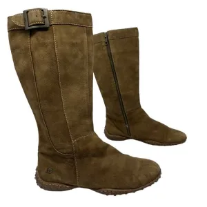 Born Concepts Tall Brown Leather Suede Midcalf Boots Womens SZ 8 Comfort Shoes