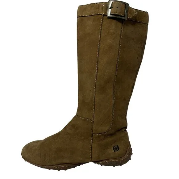 Born Concepts Tall Brown Leather Suede Midcalf Boots Womens SZ 8 Comfort Shoes