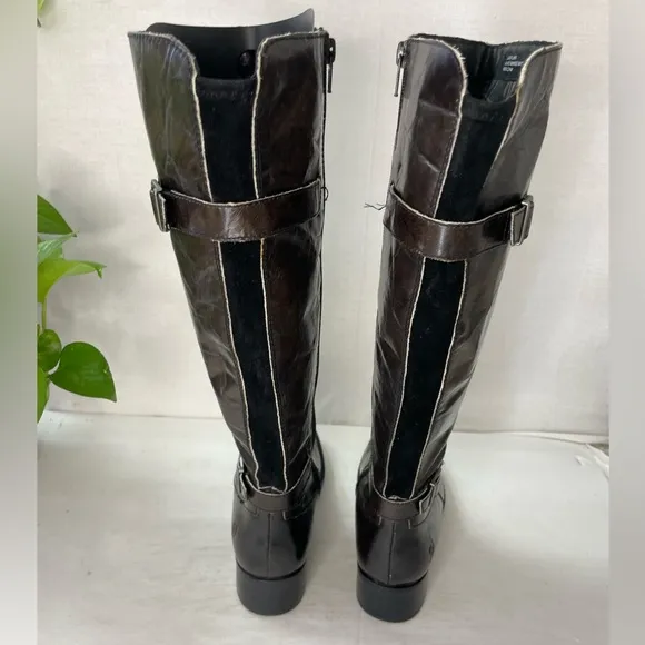 Born Gibb Knee High Leather Riding‎ Boots Dark Brown wide calf