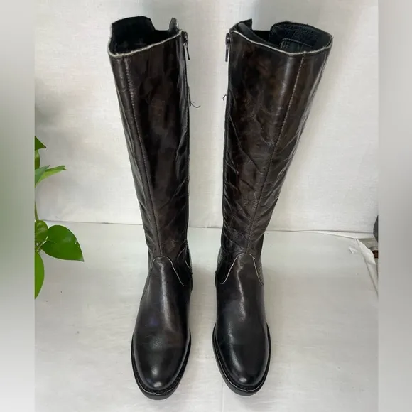 Born Gibb Knee High Leather Riding‎ Boots Dark Brown wide calf