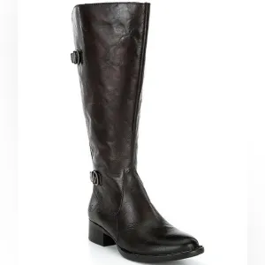 Born Gibb Knee High Leather Riding‎ Boots Dark Brown wide calf