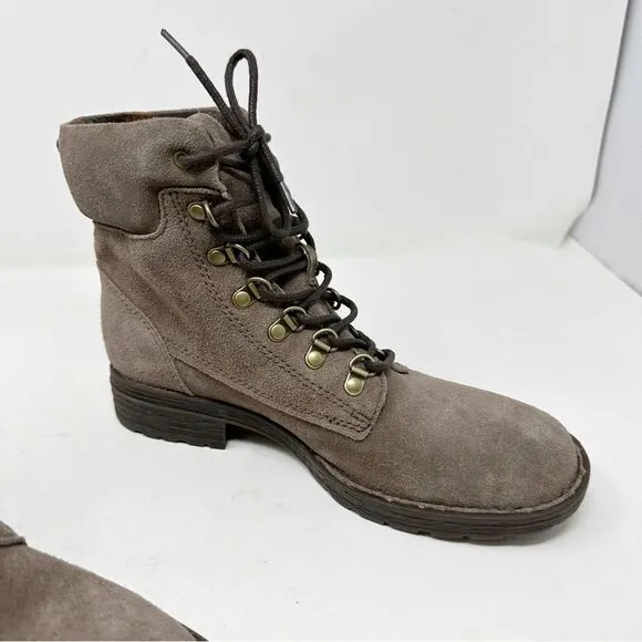 Born Grey Suede Combat Hiking Boots Lace Up Size 7.5