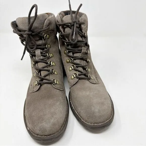 Born Grey Suede Combat Hiking Boots Lace Up Size 7.5