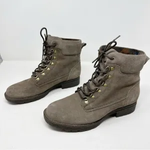 Born Grey Suede Combat Hiking Boots Lace Up Size 7.5