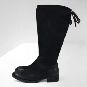 Born Hayden Knee High Boot Womens 6.5 Black Leather Tall Riding NEW