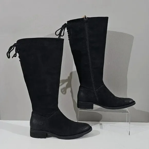 Born Hayden Knee High Boot Womens 6.5 Black Leather Tall Riding NEW