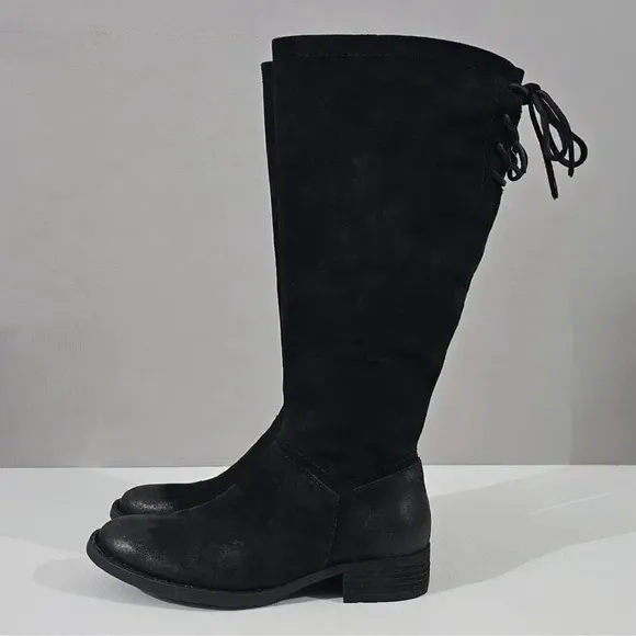 Born Hayden Knee High Boot Womens 6.5 Black Leather Tall Riding NEW