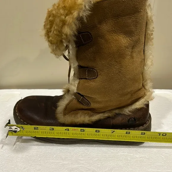 Born Leather Shearling fur Lined Lace Up Winter Boots warm &amp; cozy size 4/36