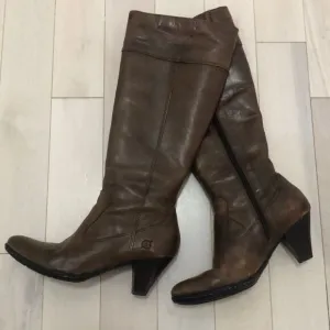 Born Shoes Women's Mallory Style Leather High Boots Brown Size 6