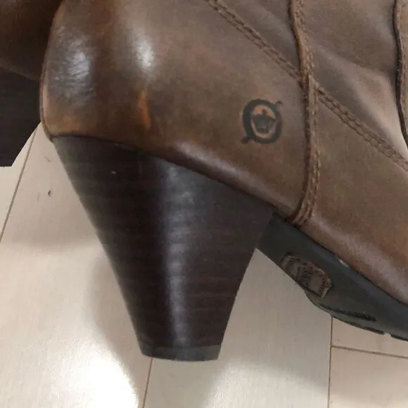 Born Shoes Women's Mallory Style Leather High Boots Brown Size 6