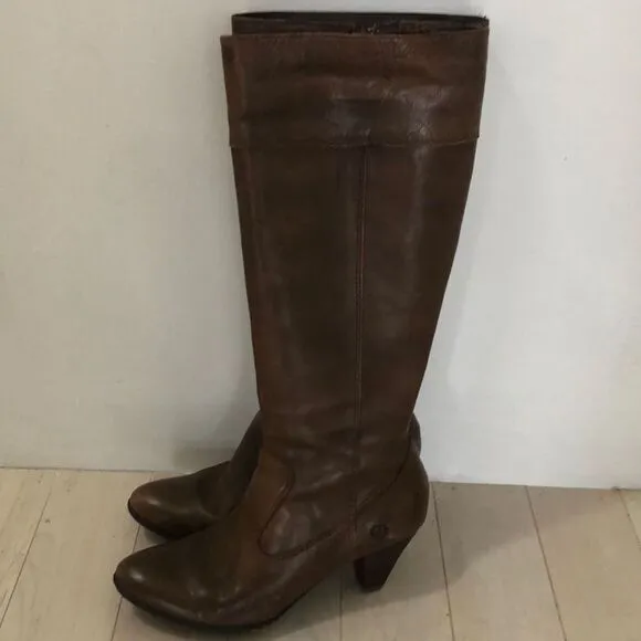 Born Shoes Women's Mallory Style Leather High Boots Brown Size 6