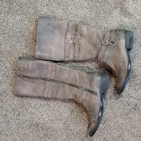 Born Women IVY Comfort Distressed Leather Moto Tall Riding Shoes Boots sz 7.5
