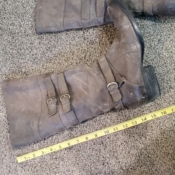 Born Women IVY Comfort Distressed Leather Moto Tall Riding Shoes Boots sz 7.5