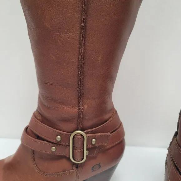 Born Womens Leather Tall Riding Boots Size 9.5 US 41 EU Brown Saddle Equestrian