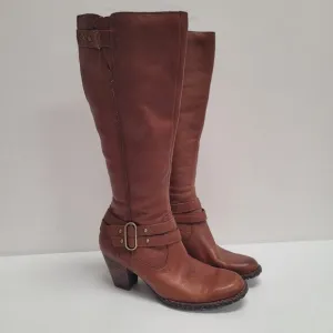 Born Womens Leather Tall Riding Boots Size 9.5 US 41 EU Brown Saddle Equestrian