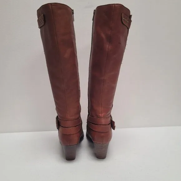 Born Womens Leather Tall Riding Boots Size 9.5 US 41 EU Brown Saddle Equestrian