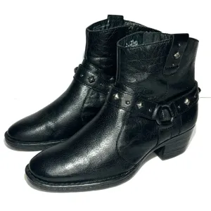 Born Women's Studded Harness Zipper Leather Ankle Boots Size 9