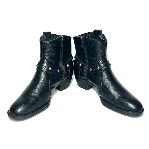 Born Women's Studded Harness Zipper Leather Ankle Boots Size 9