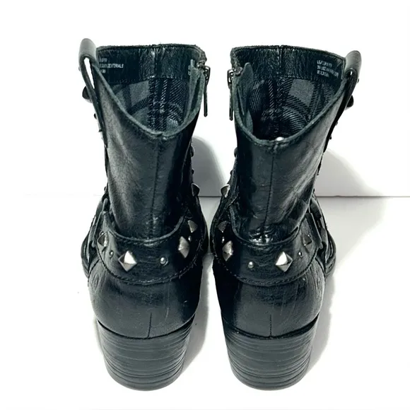 Born Women's Studded Harness Zipper Leather Ankle Boots Size 9