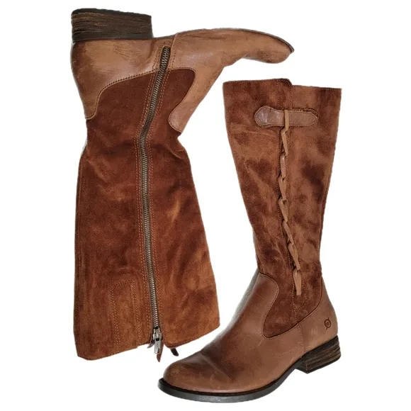 Borne Boots Cook Leather and Suede Brown Riding Boots Women's size 8.5 M