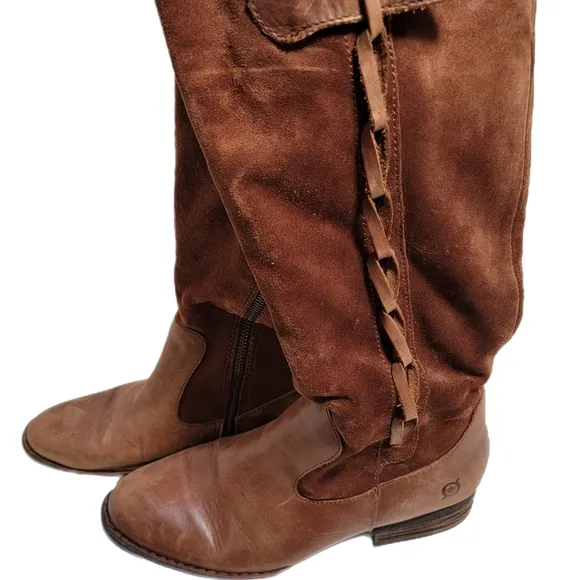 Borne Boots Cook Leather and Suede Brown Riding Boots Women's size 8.5 M