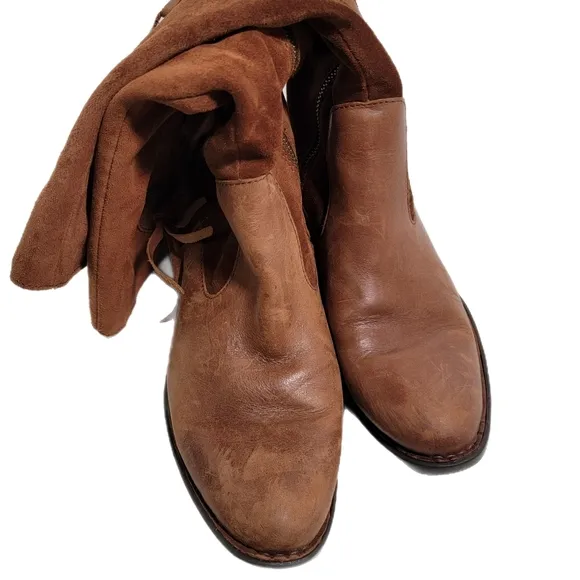 Borne Boots Cook Leather and Suede Brown Riding Boots Women's size 8.5 M
