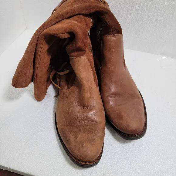 Borne Boots Cook Leather and Suede Brown Riding Boots Women's size 8.5 M